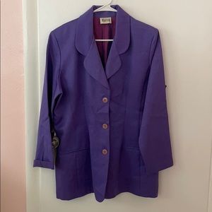 Three button lined purple blazer